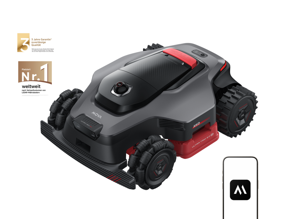MOVA Germany LiDAX Ultra AWD Mähroboter ohne Begrenzungskabel – KI-Kartierung & Allradantrieb